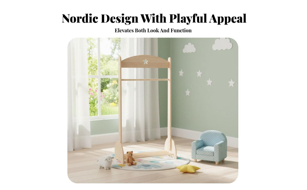 children's Costume Rack Cute Design Children's Accessible Wardrobe Stable Frame Easy Assembly for Young Children, Parents