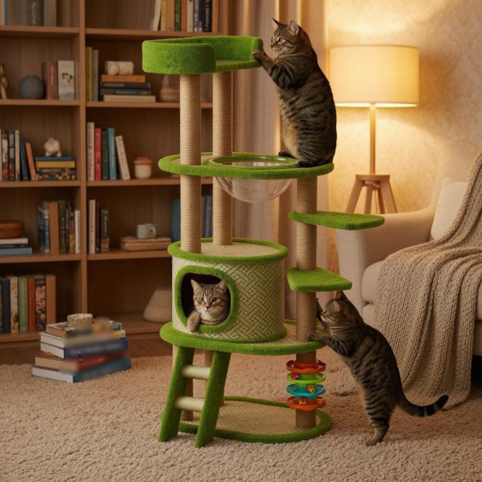 Multi-Level Feline Tree Top Lookout Feline Climbing Structure Soft