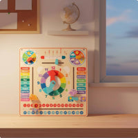 Wooden Calendar Clock Hands-on Learning Kids Weather Display Board Hands-On Educational Influenced Educational Toy for Homeschool