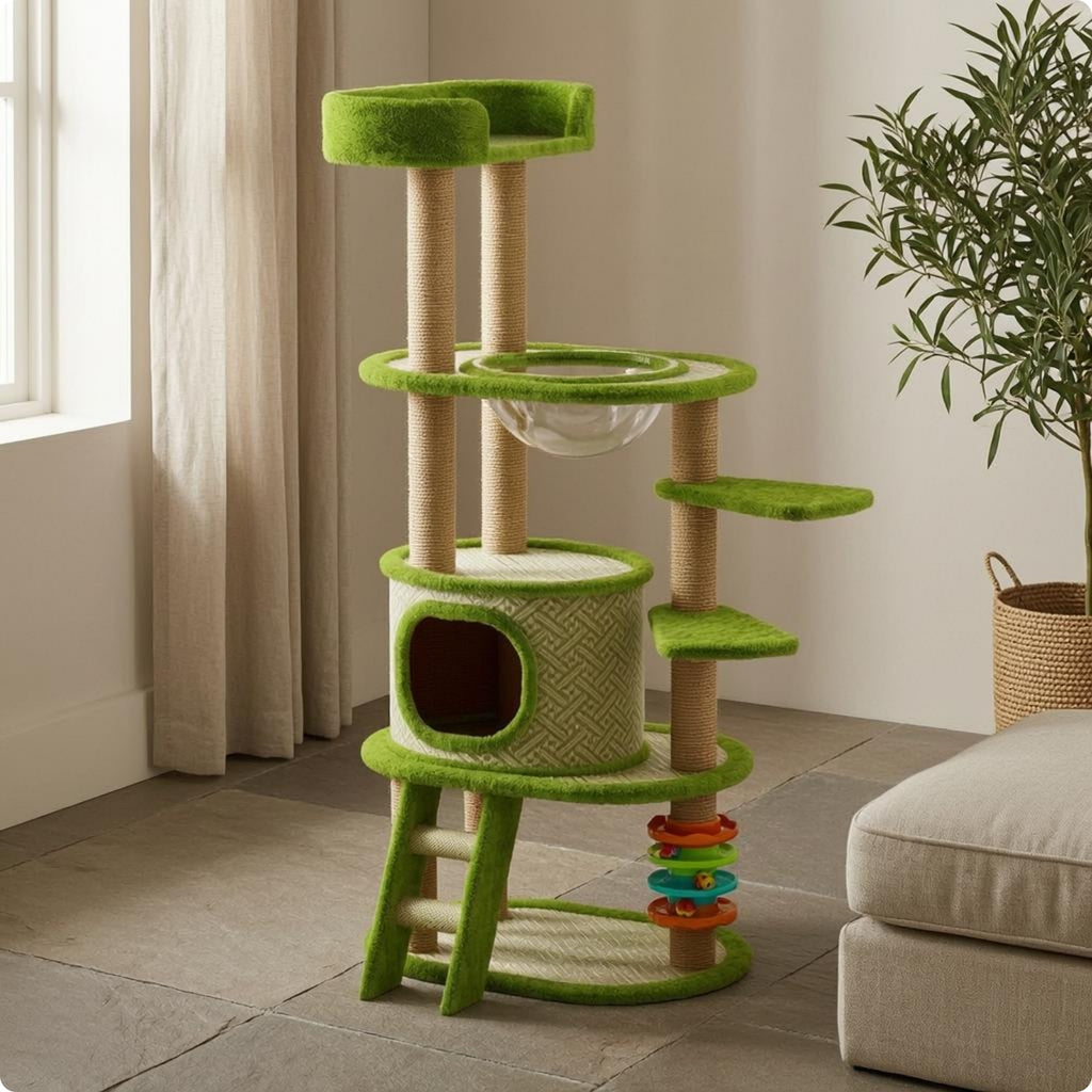 Multi-Level Feline Tree Top Lookout Feline Climbing Structure Soft