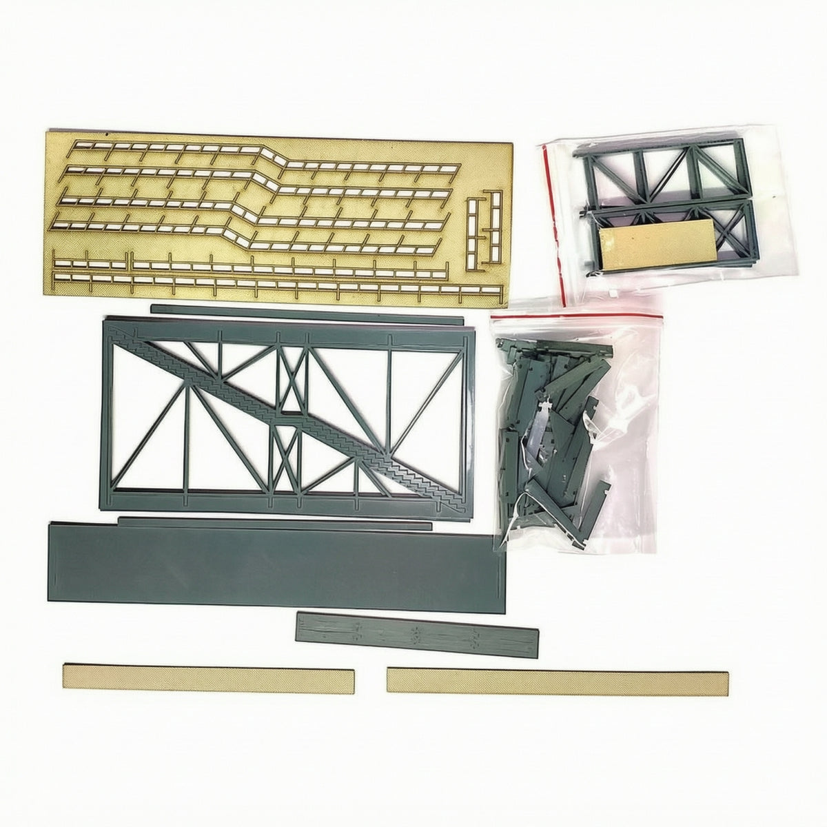 Station Pedestrian Bridge with Stairways 1:87 for Hobby Builders