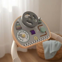 Wooden Steering Wheel Toy Educational Inspired Car Dashboard Busy Board