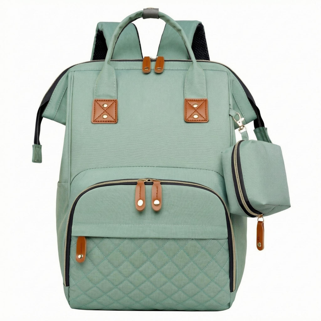 Multifunction Diaper Backpack Quilted Front Nursery Storage Top Handle