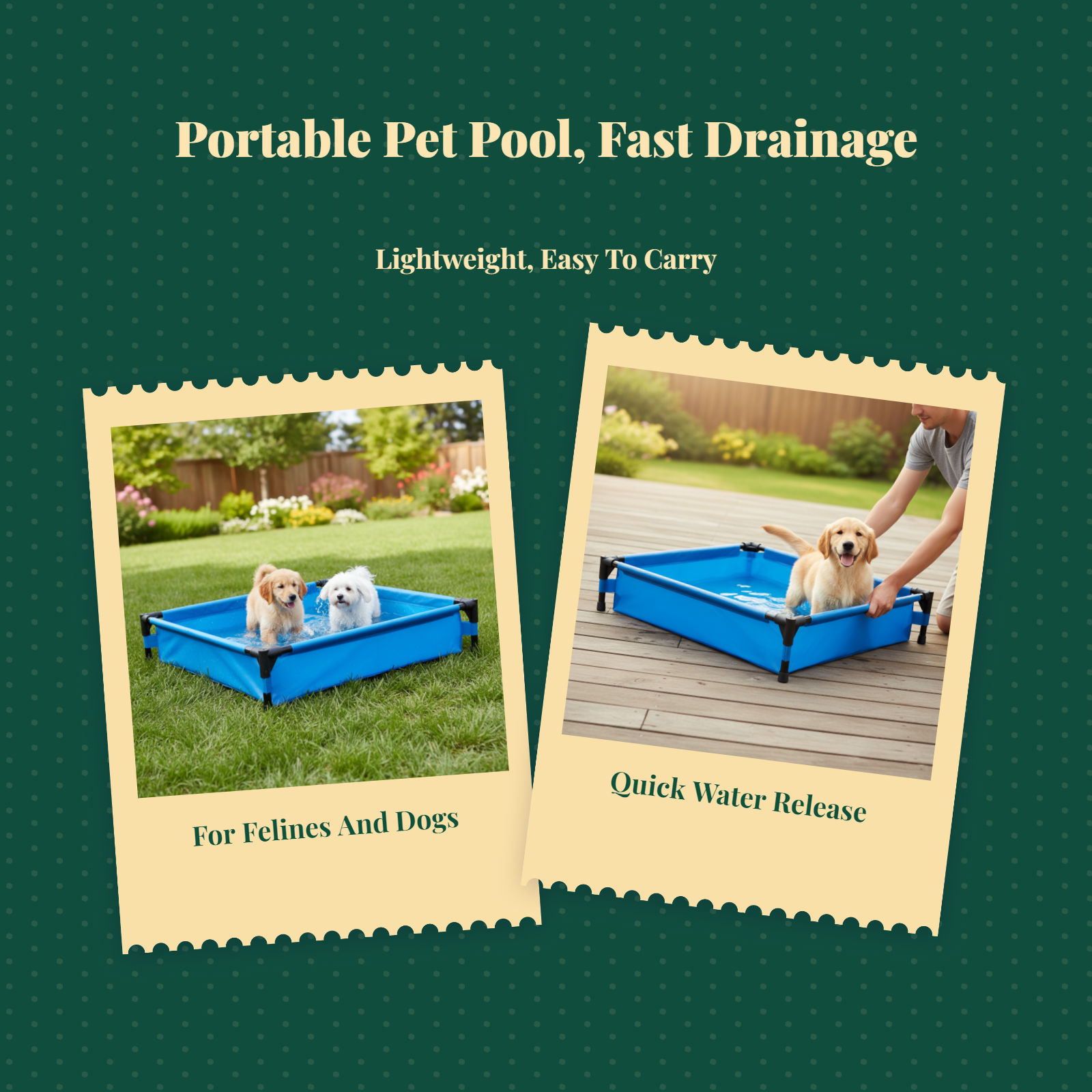 Foldable Pet Pool, Portable Dog Bath Tub, Outdoor Use