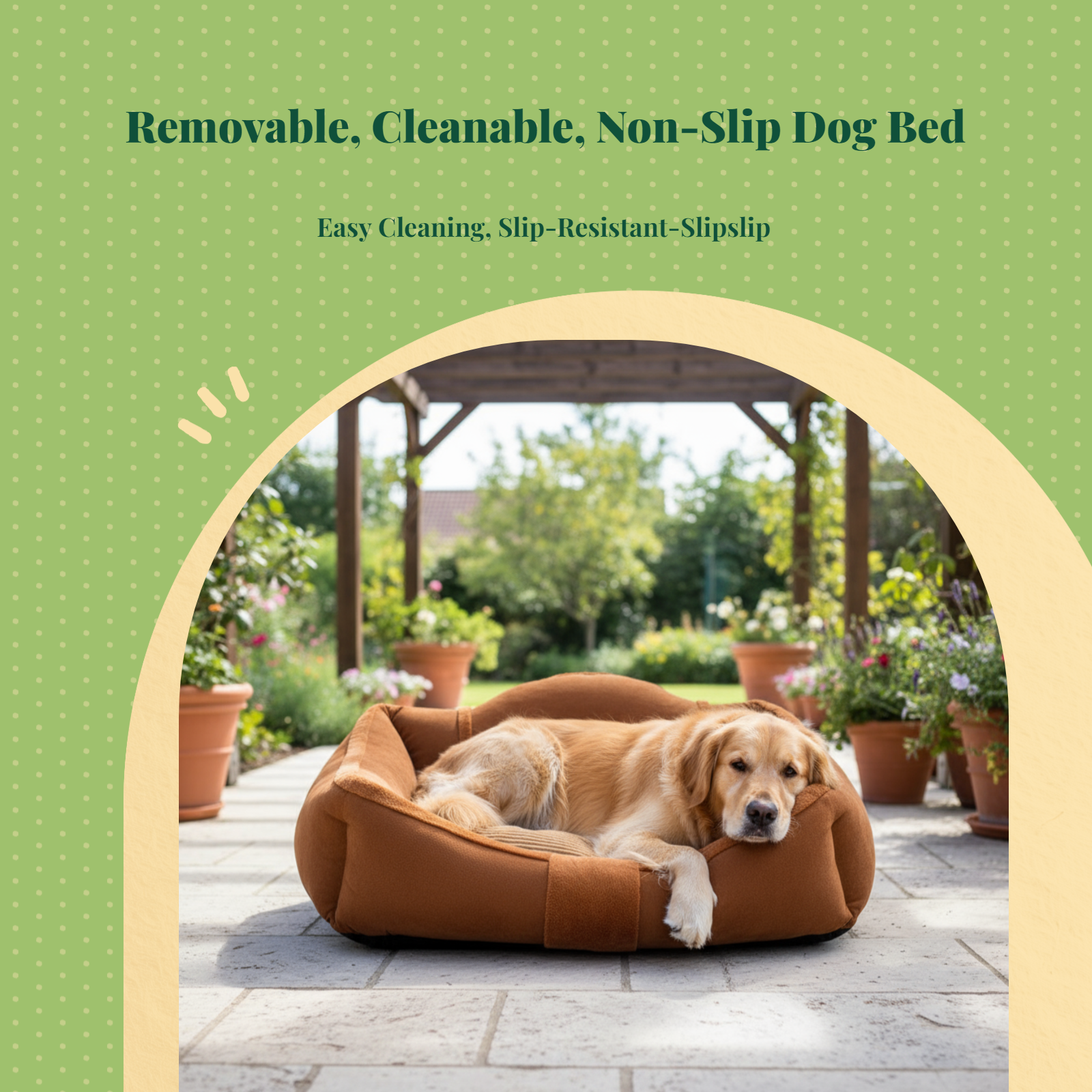 Orthopedic bed for large dogs, washable.