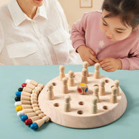 Wooden Peg Board Game Polished Small Toy Portable