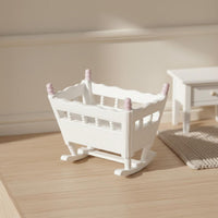Dollhouse Infant Cradle High Detail Miniature Infant Cradle Encourages Imaginative Play Dollhouse Rocking Crib for Hobbyists