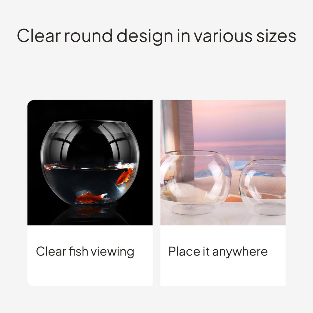 Large Round Glass Fish Bowl, Thickened Desktop Habitat