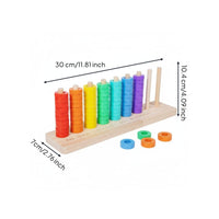 Wooden Hoop Toss Toy Printed Color Names Rainbow Hoop Toss Toy Rectangular Base