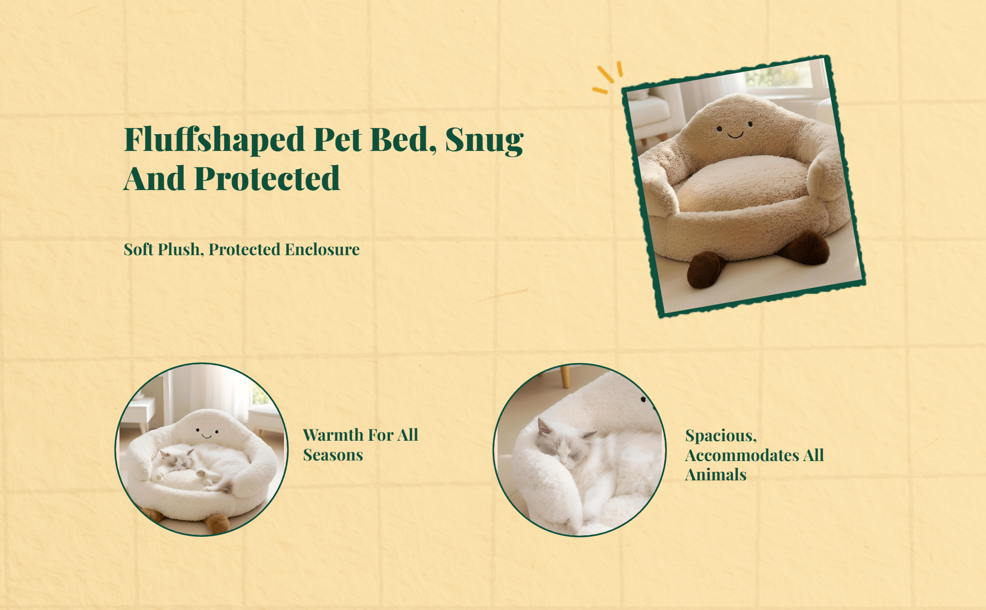 Cat Bed, Calming Plush Sofa, Cozy Indoor Retreat
