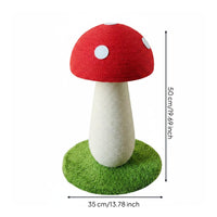 Fungi-Themed Feline Playful Ball Toys Mushrooms Scratching Pillar Stable Base Sisal Cat Scratching Pillar for Indoor