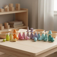 Wooden Peg Doll Decorative Wooden Figurine Polished Edges for Children