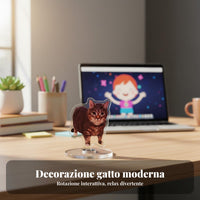 Oiiai Cat Desk Ornament Stress Relief Rotating Cat Meme Standee Focus Aid