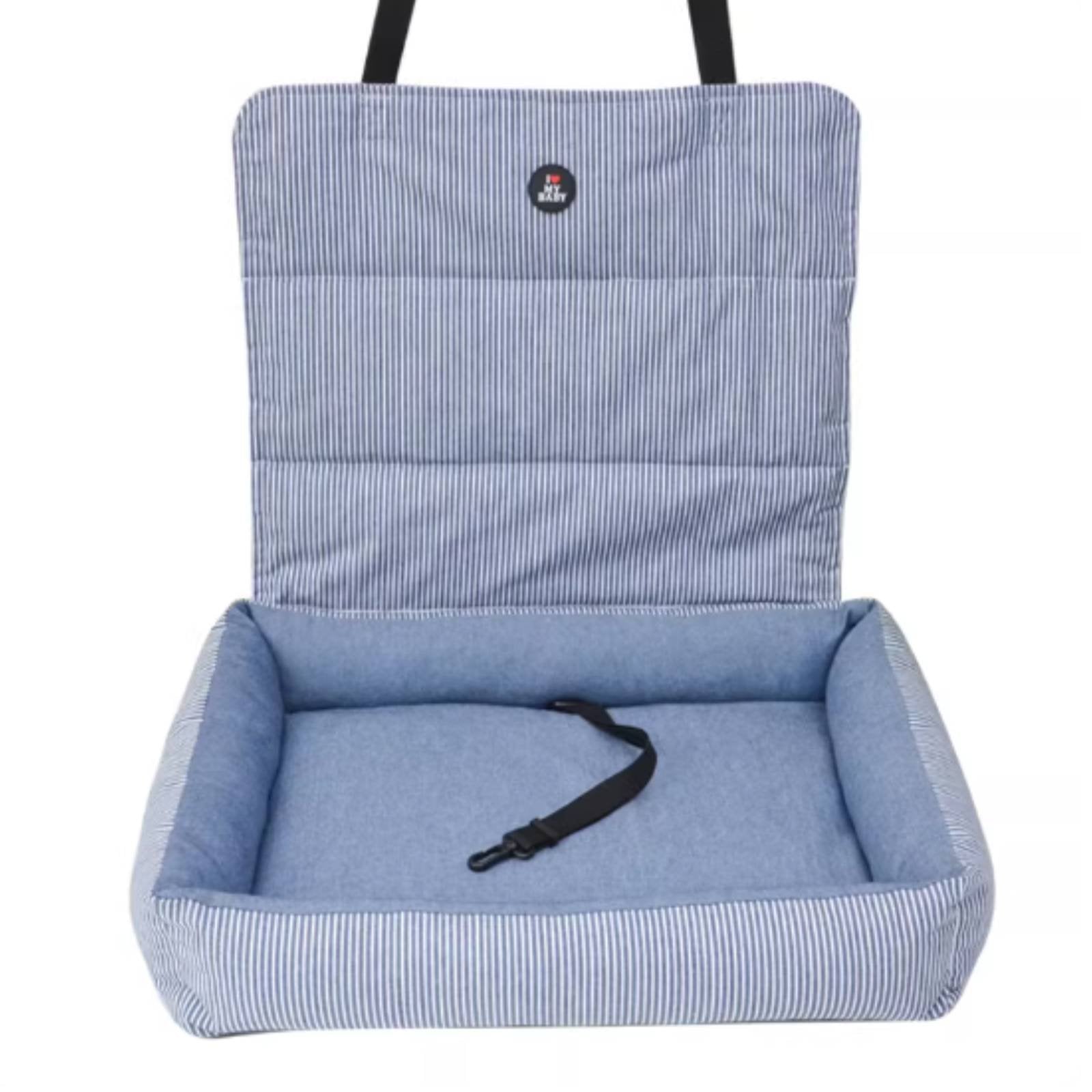 Dog Car Seat Breathable Mesh opening Collapsible Pet Travel Box Elevated View
