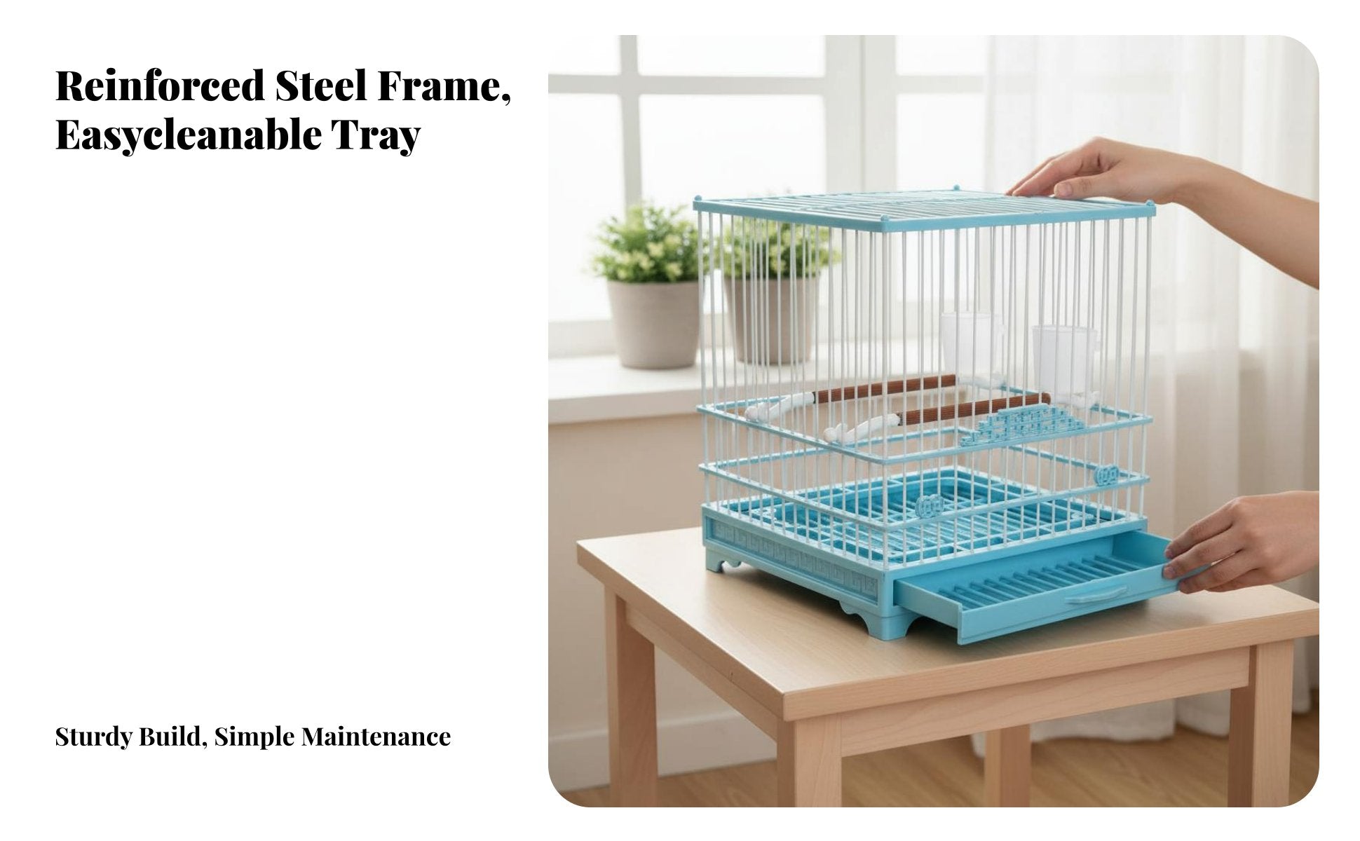 Square Finch housing Narrow Wire Spacing avian Housing reliable-latch for Indoors, Home