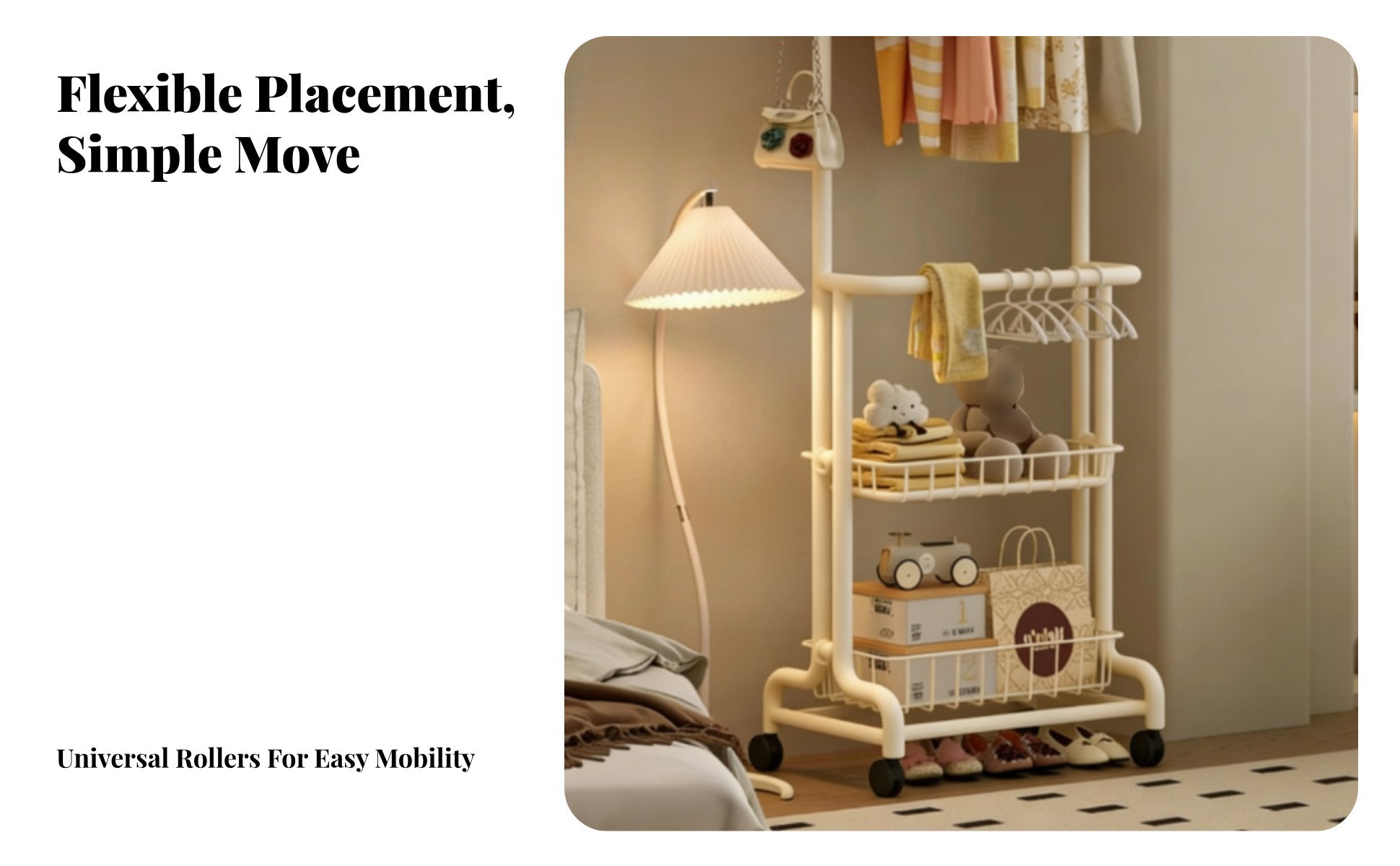 childs' Mobile Clothes Rack Child-Appropriate Height Young Child Dress-up Station Sturdy Construction Strong Load-Bearing