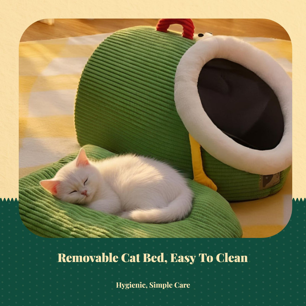 Washable semi-enclosed cat bed