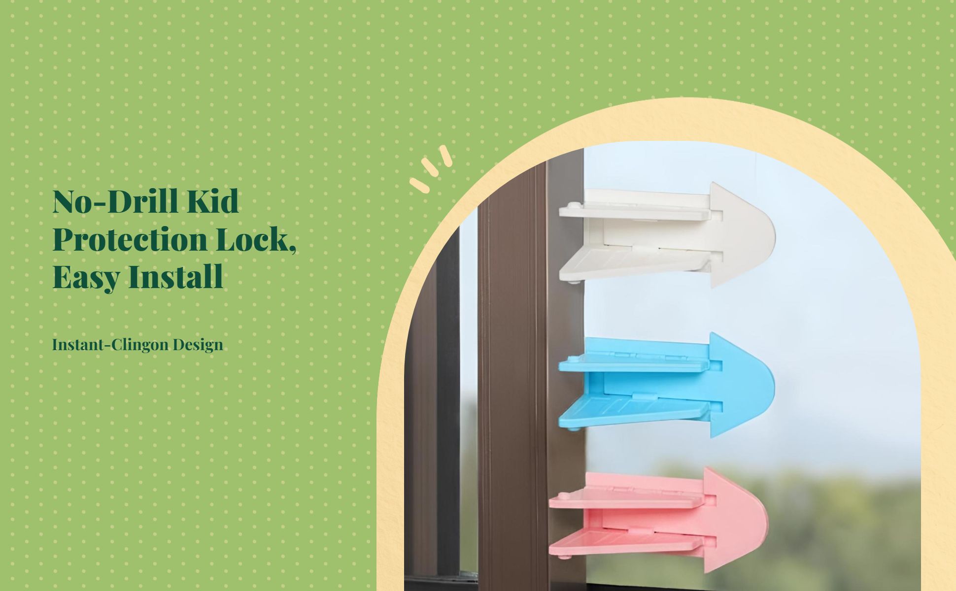 Kid Protection Sliding Pane Lock, Adjustable, No Tools Required, Multi-Purpose Cabinet Drawer Door Latch, Infant Protection Lock for Home, Kitchen, Bedroom