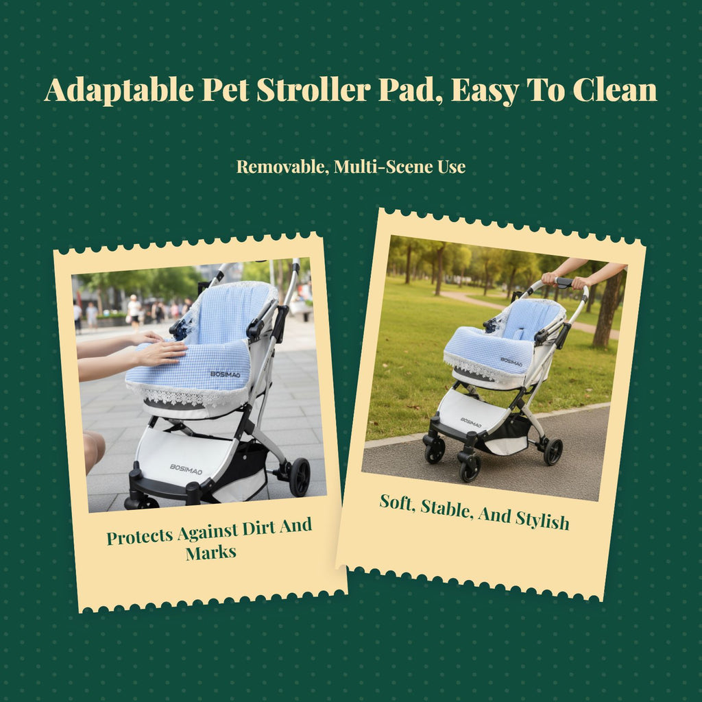Ultra-Soft Pet Stroller Pad, Removable, Foldable, Lace