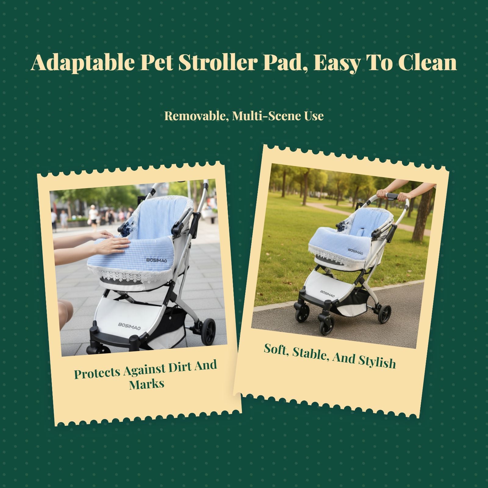 Ultra-Soft Pet Stroller Pad, Removable, Foldable, Lace