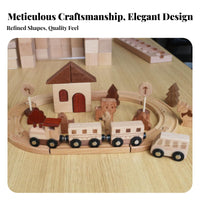 Railroad Playset Rounded Edges Wood Train Track Set Wooden Train Set Scenery Pieces for Children