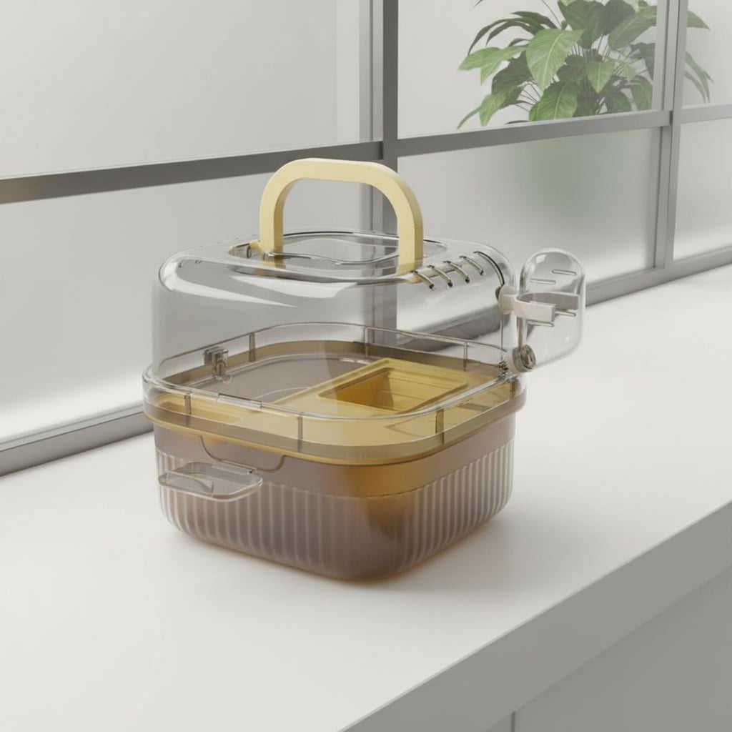 Transparent Small Pet Carrier 360° Panoramic View Hamster Travel Carrier