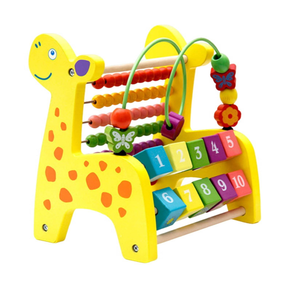 Deer Abacus Yellow Coloration Recognition Wooden Bead Maze Toy Smooth Sliding Math Manipulative
