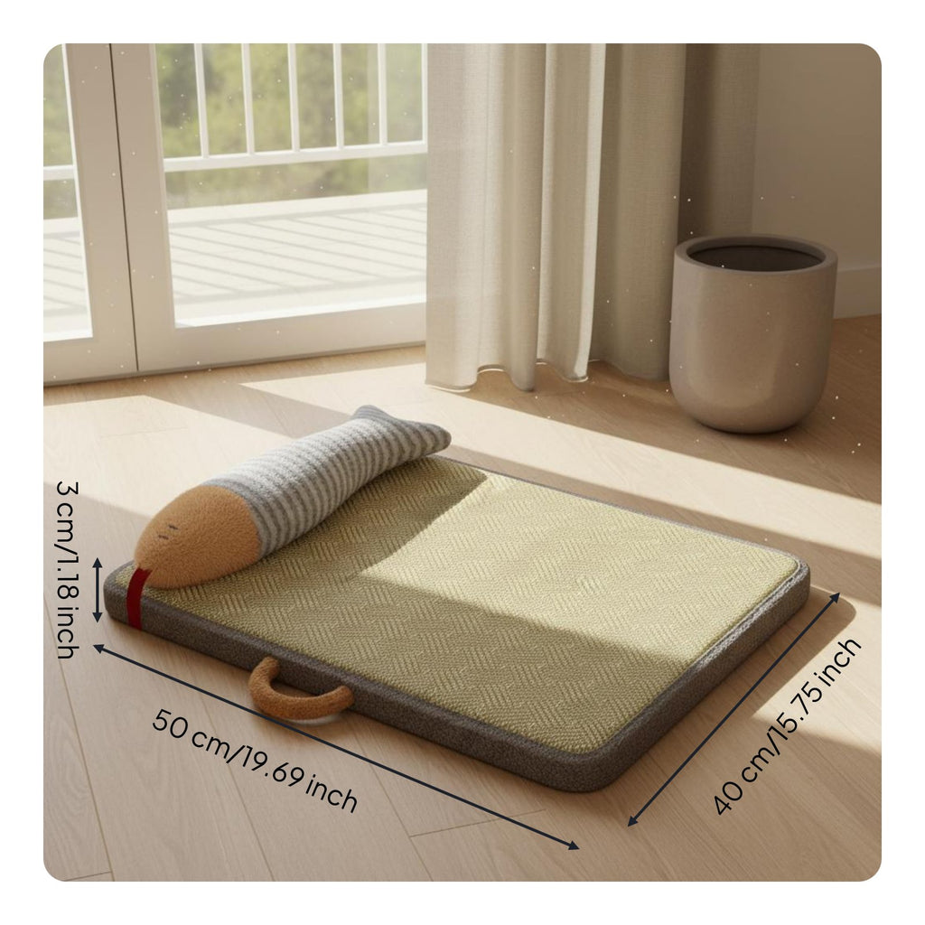 Rattan Pet Bed Detachable and Washable Rattan Pet Mat Portable for Cats