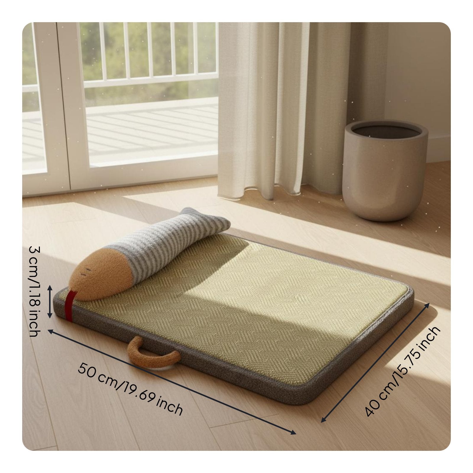 Rattan Pet Bed Detachable and Washable Rattan Pet Mat Portable for Cats