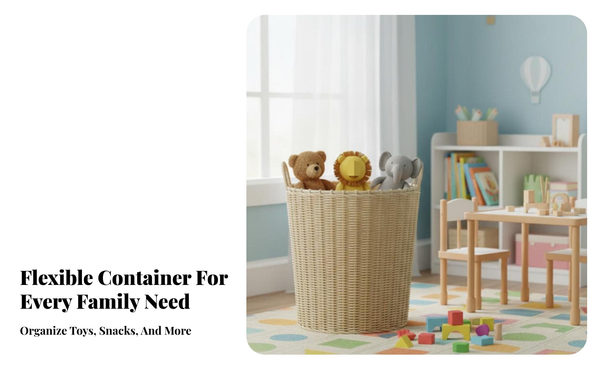 Large Cylindrical container adaptable Toy Container Decorative Neutral Tones