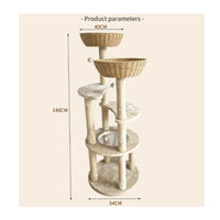 Multi-Level Feline Climber Circular Base Soft Climbing Structure Woven Basket Scratching Surface Structure
