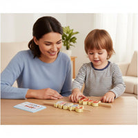 Wooden Lacing Beads Set Color & Shape Recognition Educational Threading Game