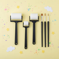 6 Pieces Sponge Roller Brush Set Multi-Size Brushes Kids Graffiti Tool Set