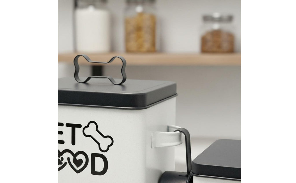 2 Pieces Airtight Pet Food Container Set Scoop Included Airtight Metal Canister