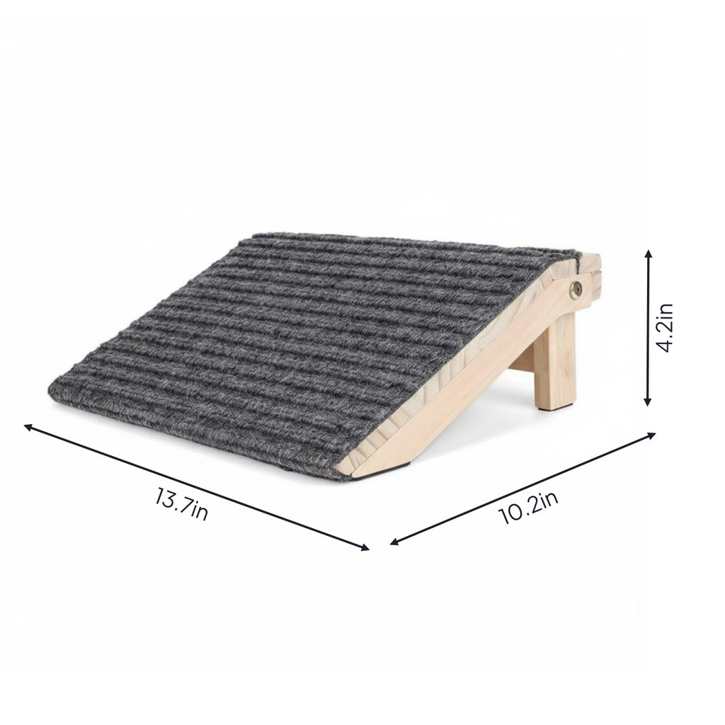 Foldable Dog Ramp Ribbed Textile Wooden Pet Ramp Wedge-Shaped Wooden Pet Steps for Small Dogs, Elevated Areas