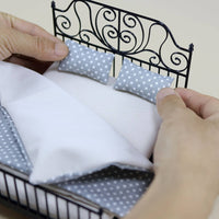 Wrought Iron Design Doll Bed Includes Bedding 1:12 Scale Bed for Collectors