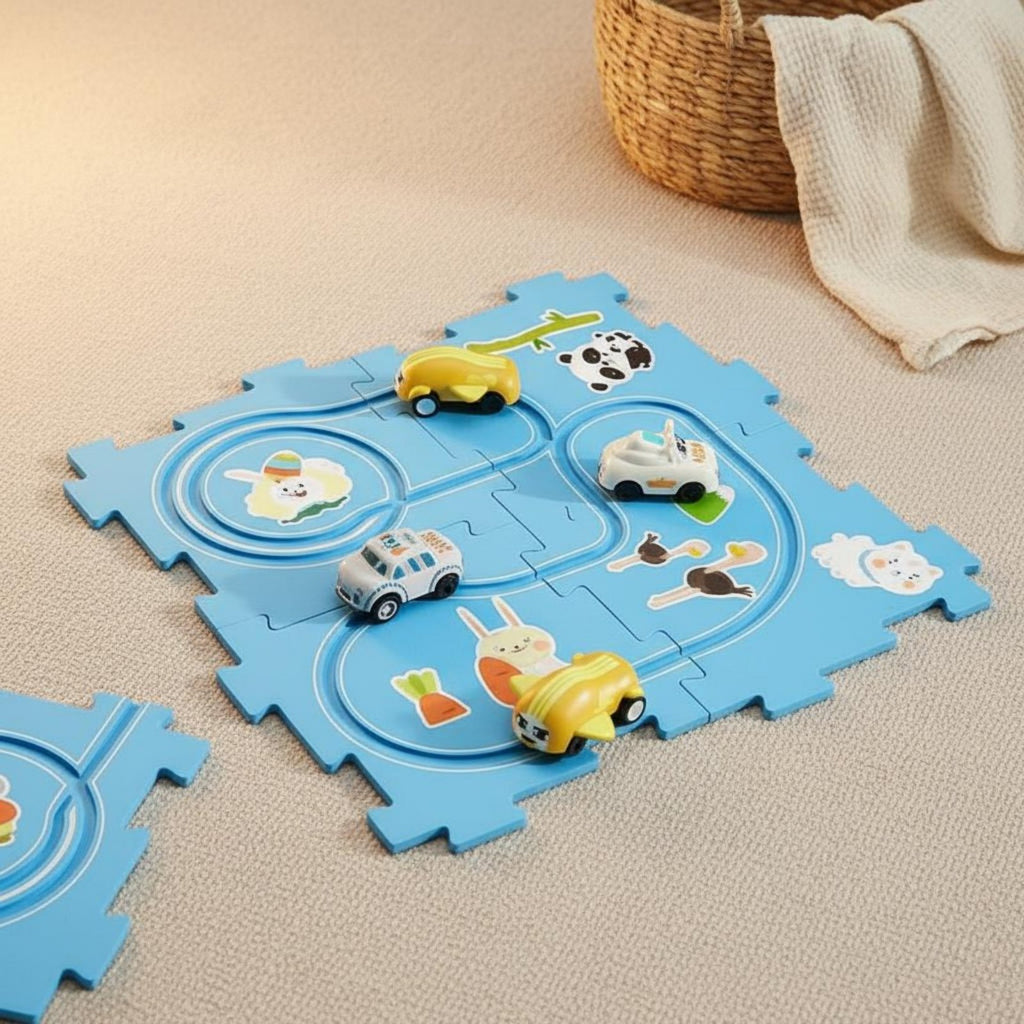 Electric Car Track Playset ABS Material DIY Race Track Assembly Set for Boys