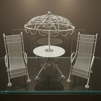 Dollhouse Patio Furniture Reclining Fairy Garden Furniture Wrought Iron Style