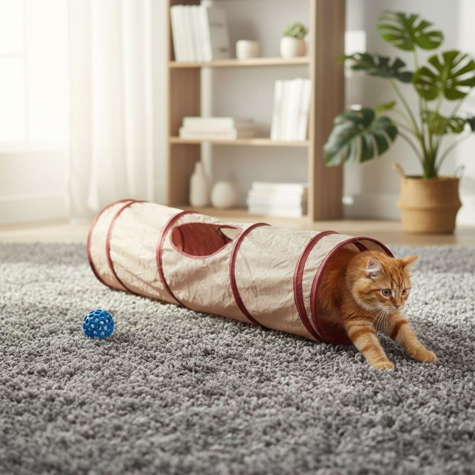 Feline Tunnel Keeps Pets Active Collapsible Feline Tunnel Easy To Stow for Cats