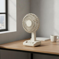 Retro Desktop Fan Small-Sized Design Type-C Battery-Powered Fan Adjustable Speed Motorless Engine for Dorm Room