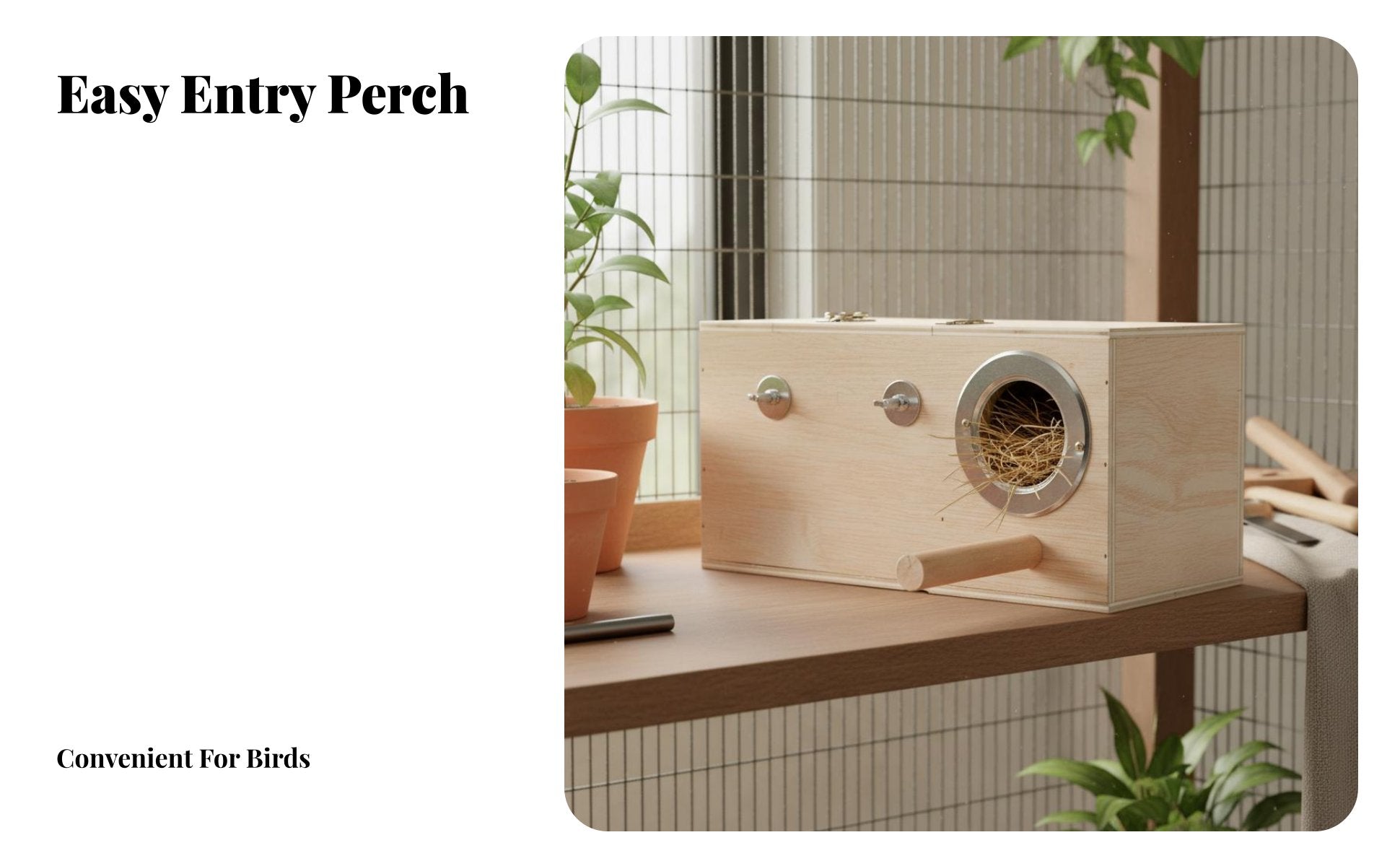 Sturdy and Long-Lasting Wooden Bird Breeding Box Easy to Clean Parrot Breeding Box Breathable Design Lovebird Nesting House Anti-Peck Band for Cockatiel Owners, Aviaries, Aviary, Indoors, Backyard