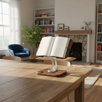 Wooden Book Rest Solid Wood Adjustable Book Holder Aluminum Alloy Arm Walnut Recipe Holder for Students