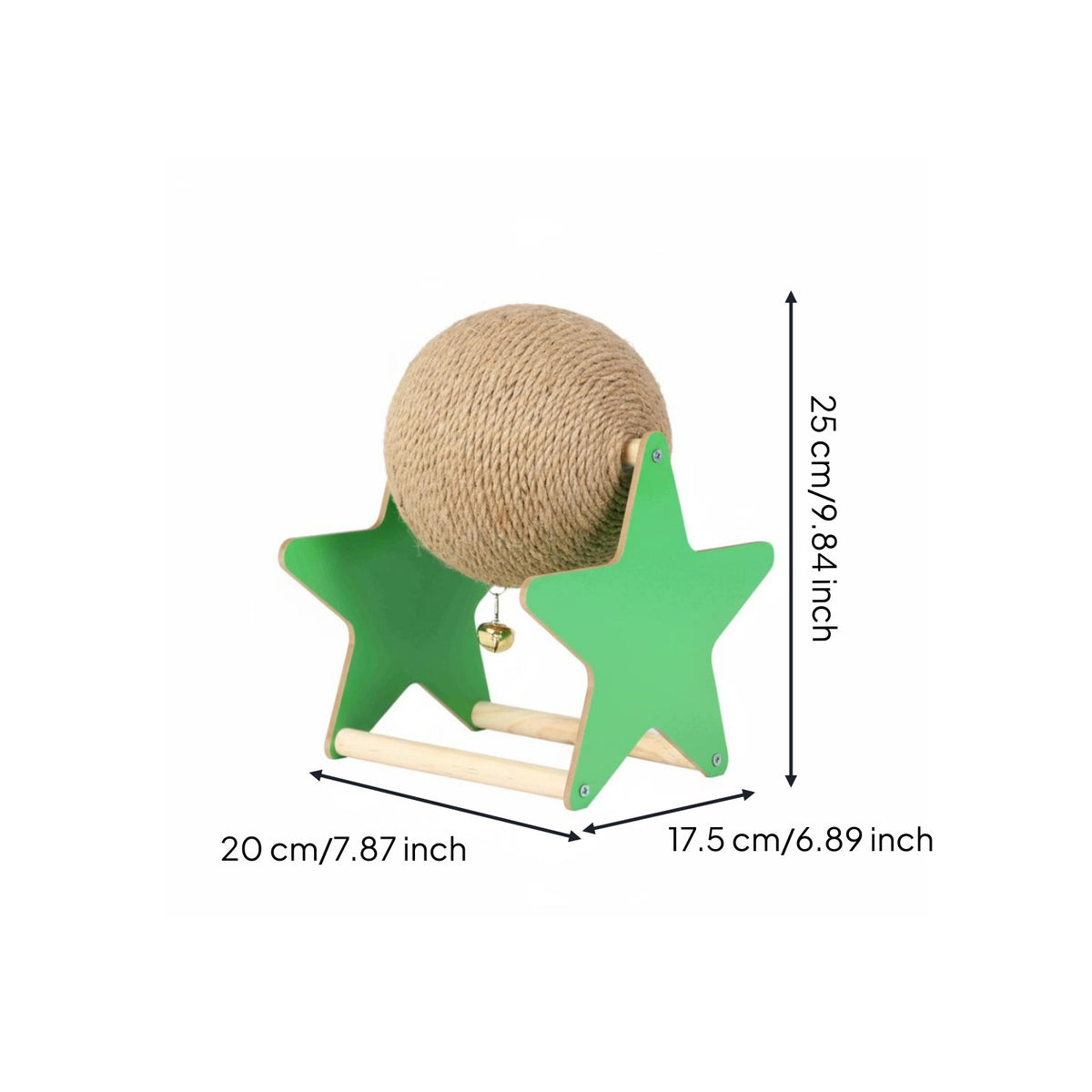 Scratching Ball on Stand Low Shedding Sisal Ball Scratcher Solid Wood Frame