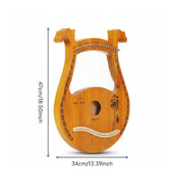Wooden Lyre Harp Selected Wood String Instrument Warm and Pleasant Tone Beginner Learning Instrument for Beginners, Meditation