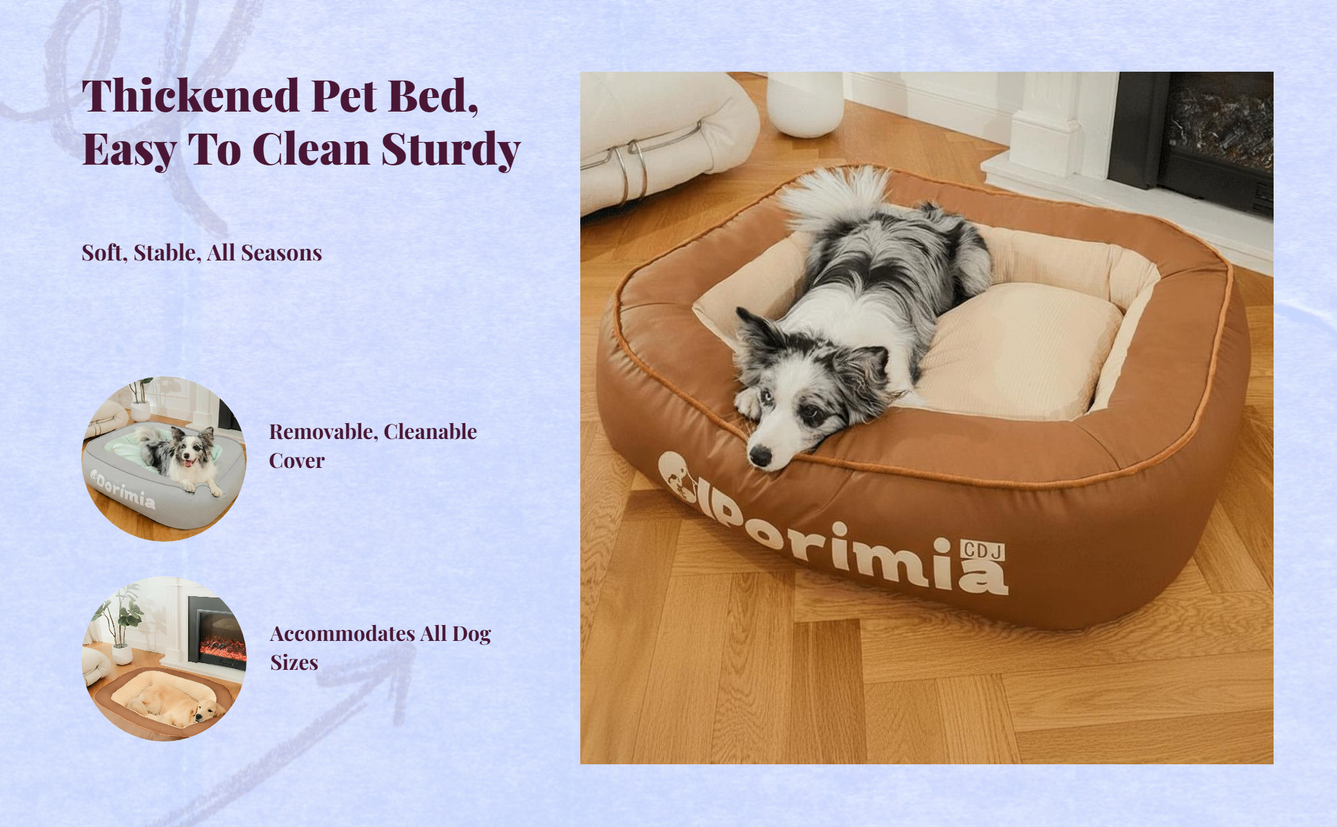 Orthopedic dog bed with removable cover