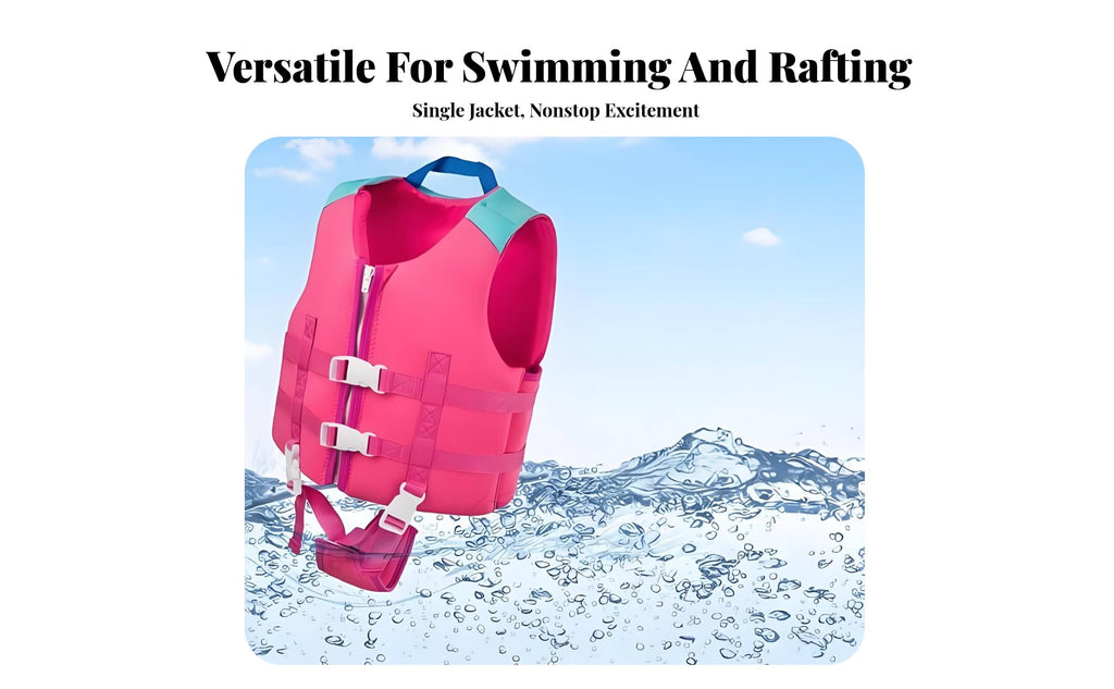 Adjustable Straps Kids Life Jacket Sleeveless Design Children's Swim Vest Lightweight for Toddlers, Swimming, Beach, Boating