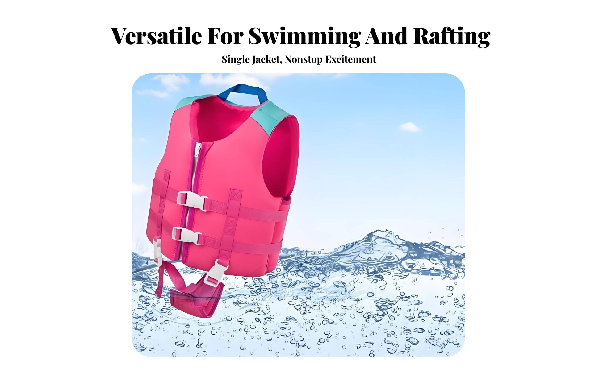 Adjustable Straps Kids Life Jacket Sleeveless Design Children's Swim Vest Lightweight for Toddlers, Swimming, Beach, Boating