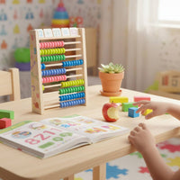 Wooden Abacus Solid Wood Construction Kids Arithmetic Abacus Multi-Skill Development 10-Row Calculation Rack for Classroom