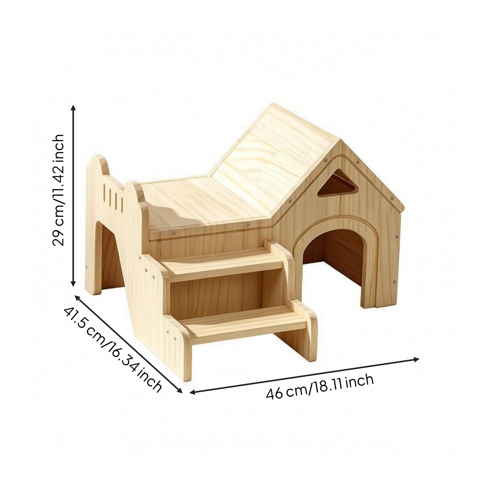 Wood Pet House Rubberwood Small Pet House Polished Rounded Edges