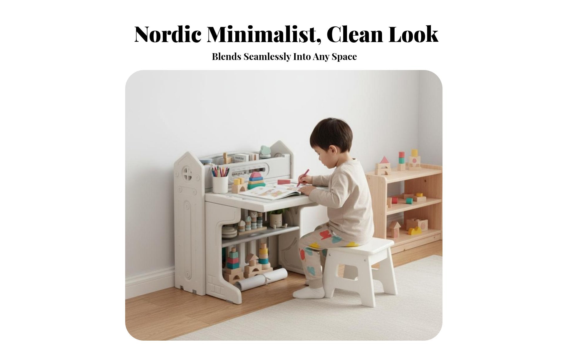 Bean-ShapedShaped Toddler Table Easy to Clean Surface kids' Furniture for Home Study